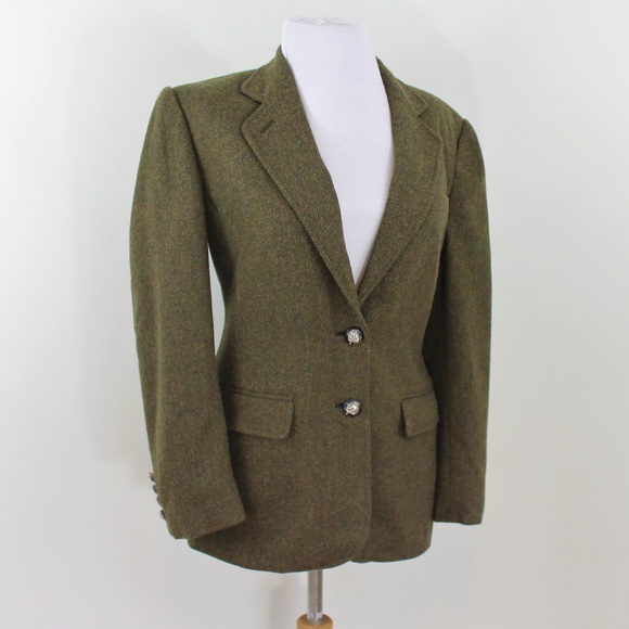 Lauren Ralph Lauren Jackets & Blazers - Ralph Lauren Tweed Horse Button Green Blazer 6P